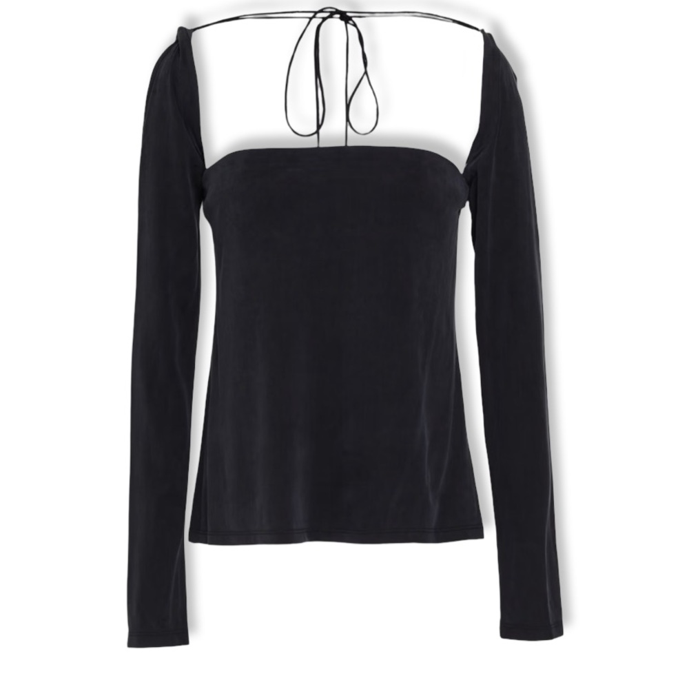 TIBI Convertible Long Sleeve Cupro Dressy Top